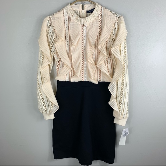 NWT French Connection | Patricia Lace Dress with Ruffles | Size 2 - Picture 4 of 10